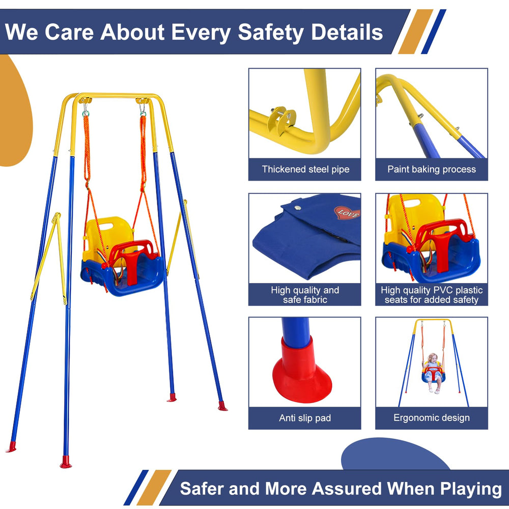 Luxdsgn swing set placed in yard with safety pads