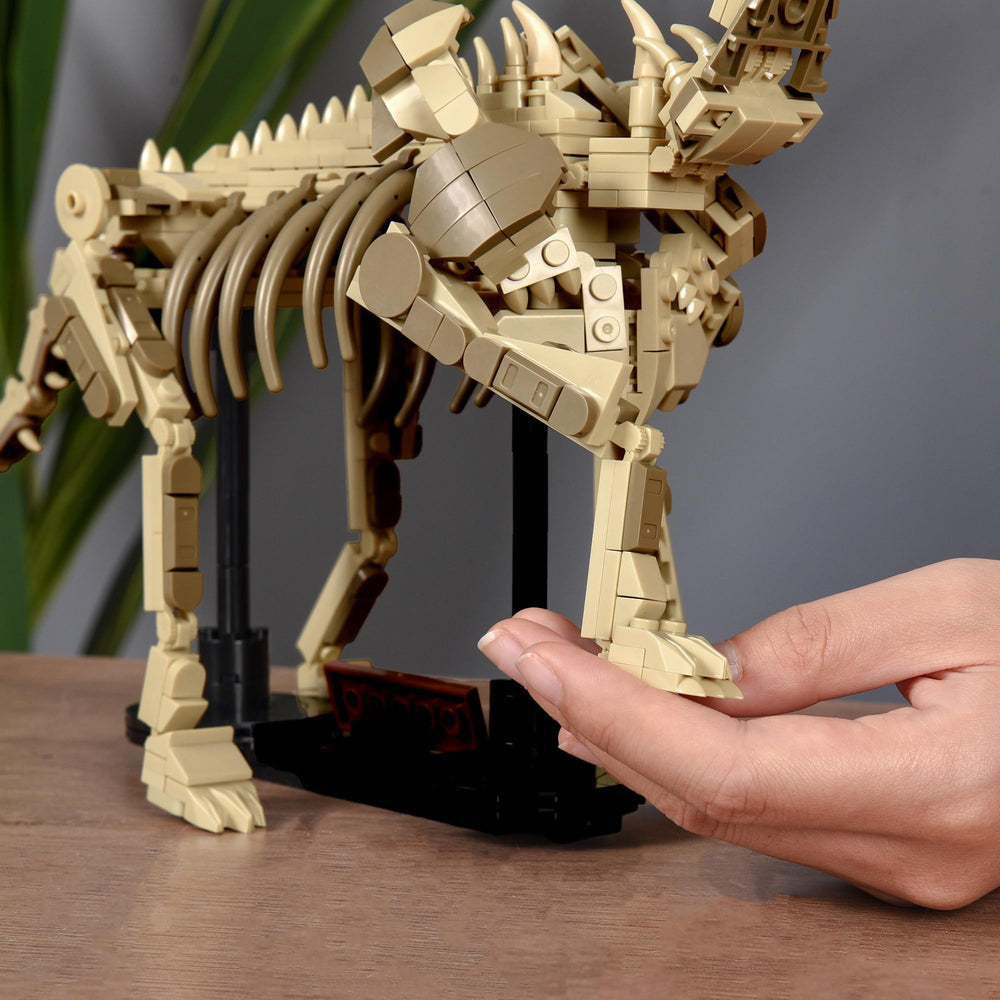 LUXEBLOCKS Brontosaurus display stand included for immediate showcasing.
