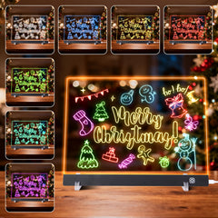 LuxuMach LED note board displays colorful notes and playful doodles.