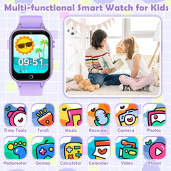 Luyiilo Kids Games Watch side view in purple, ergonomic strap for kids.