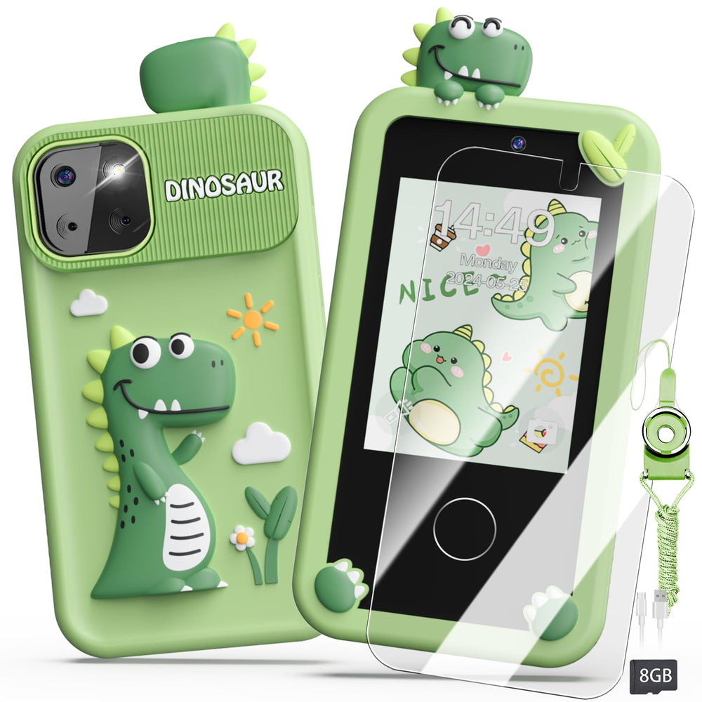 Luyiilo Kids Smart Phone with dinosaur design front view for imaginative play