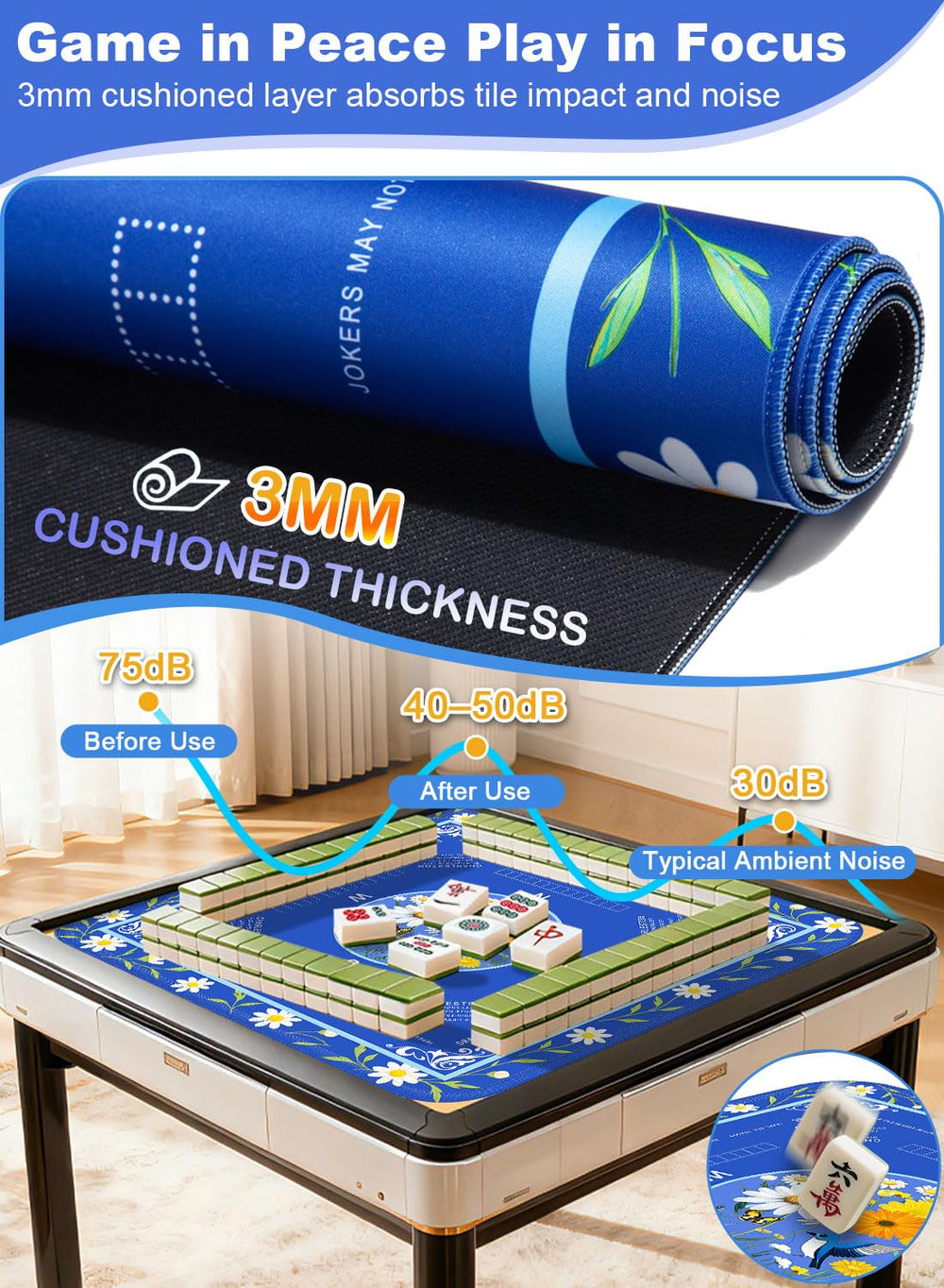 LUYULAKI 33.1-inch square layout for four players on table