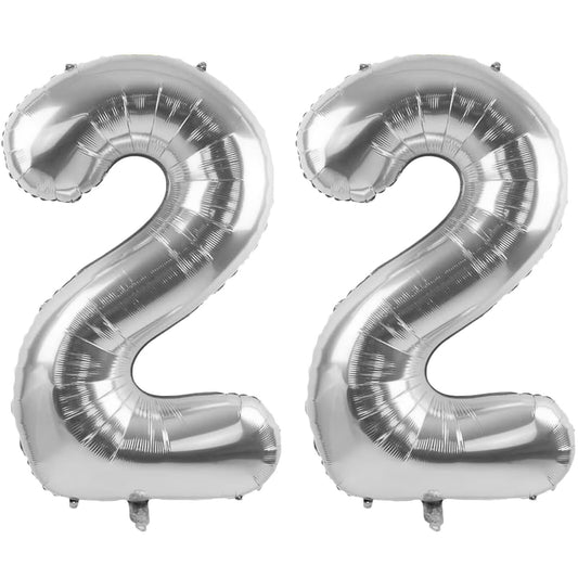LVMOQIQIU 40-inch silver foil 22 balloon as a bold centerpiece.