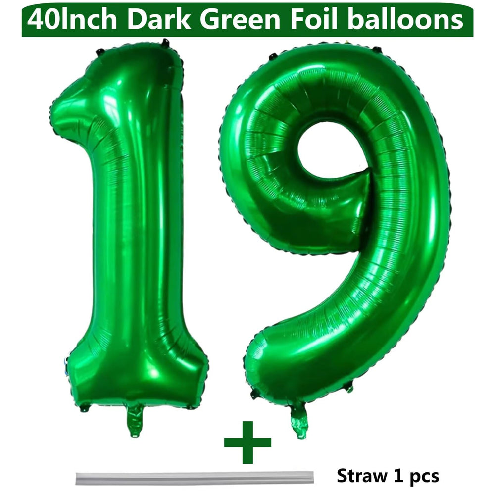 LVMOQIQIU dark green number balloon 19 for milestone celebrations.