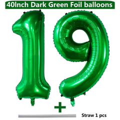 LVMOQIQIU dark green number balloon 19 for milestone celebrations.