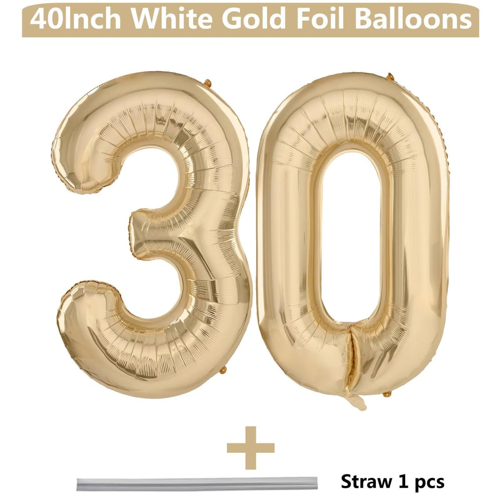 LVMOQIQIU foil number balloon 30 creates a champagne-hued focal point for events.