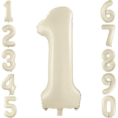 LVMOQIQIU 40-inch cream white foil number balloon for dramatic event decor.