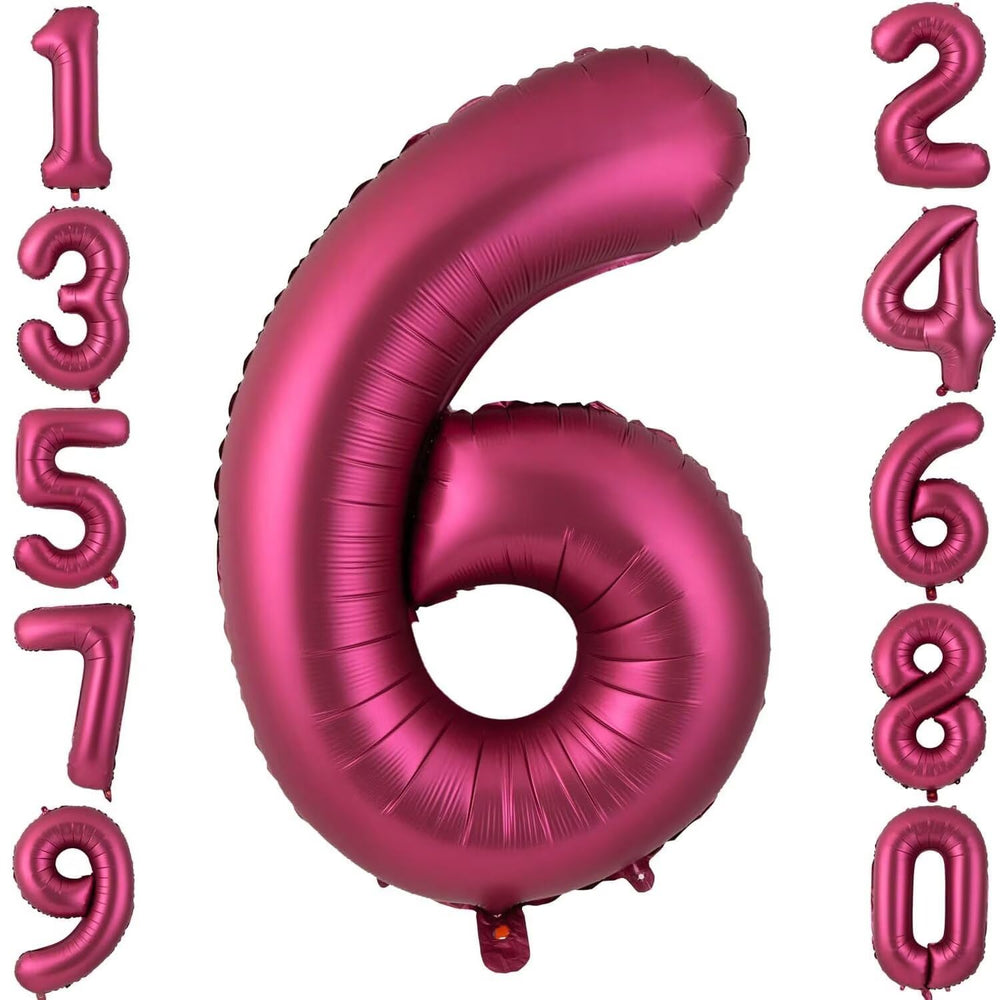 LVMOQIQIU 40-inch wine red number 6 balloon for a dramatic birthday photo backdrop