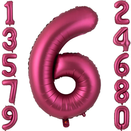 LVMOQIQIU 40-inch wine red number 6 balloon for a dramatic birthday photo backdrop