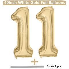 LVMOQIQIU 40in light gold number balloon 11, impressive centerpiece for photography and parties