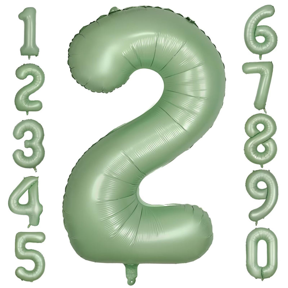 LVMOQIQIU 40-inch olive green foil number 2 balloon for standout party photos.