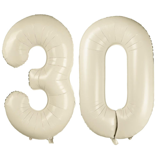 LVMOQIQIU cream white 40-inch foil 30 balloon creates an elegant anniversary backdrop.