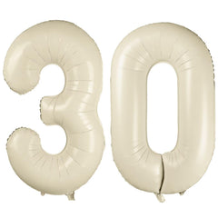 LVMOQIQIU cream white 40-inch foil 30 balloon creates an elegant anniversary backdrop.