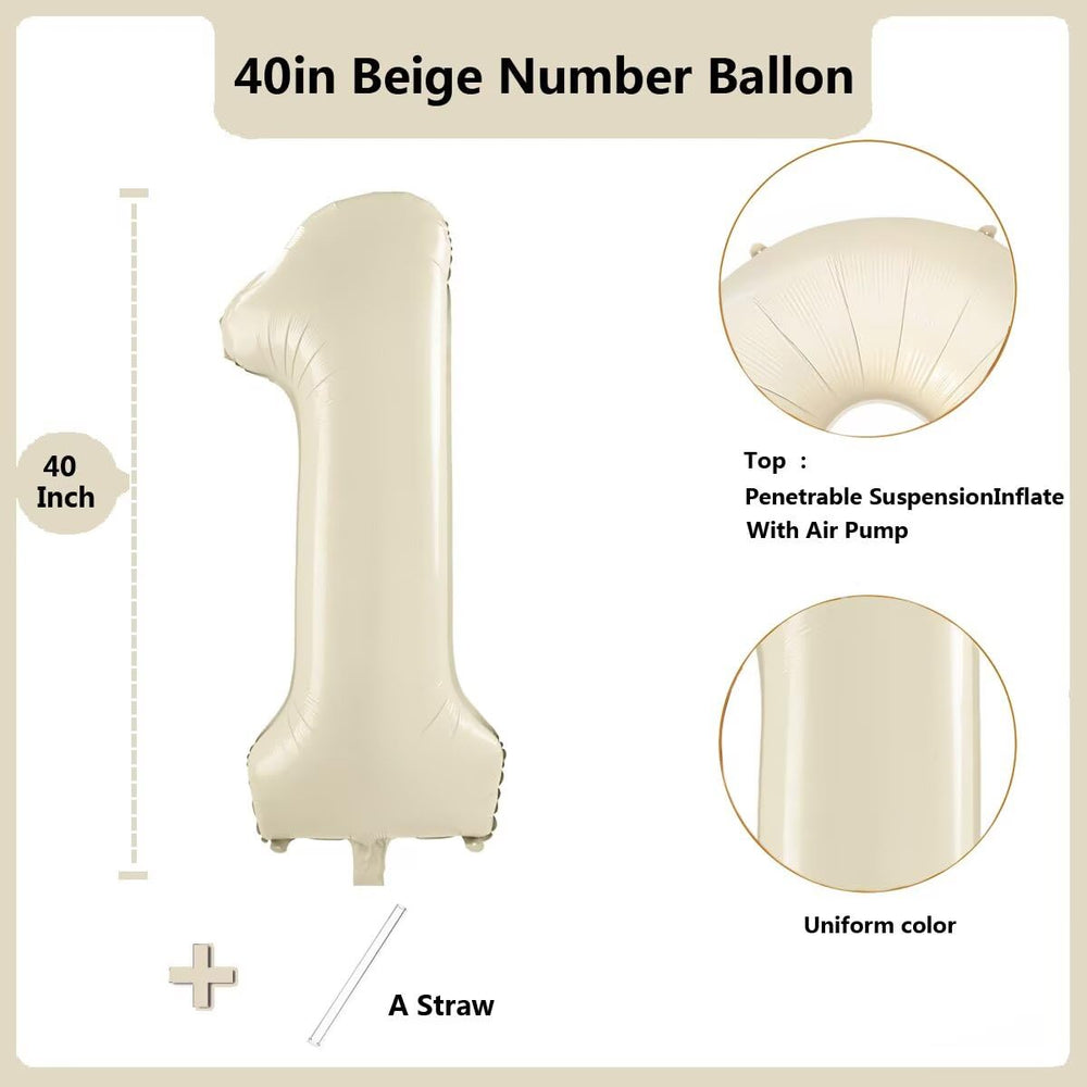 LVMOQIQIU cream-white number balloon with 1 for milestone displays.