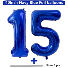 LVMOQIQIU dark blue number 15 foil balloon for birthdays and anniversaries