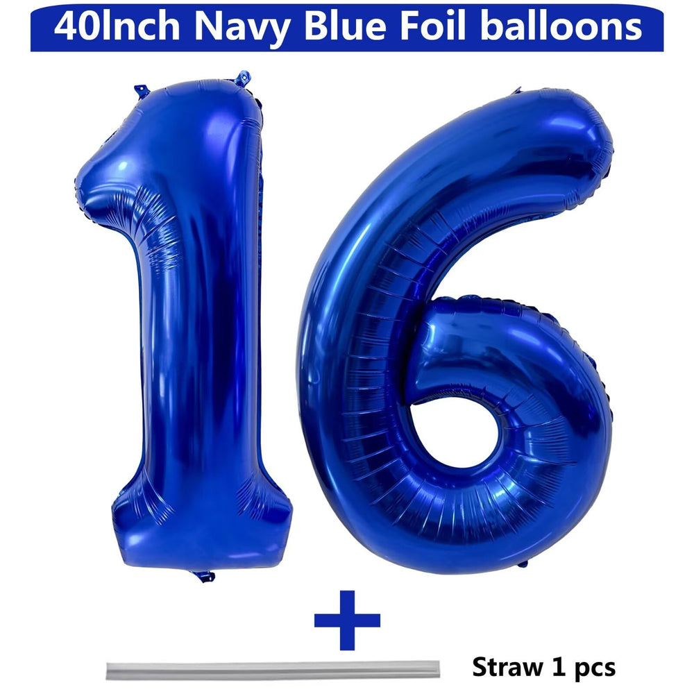 LVMOQIQIU dark blue number 16 balloon for milestone celebrations.