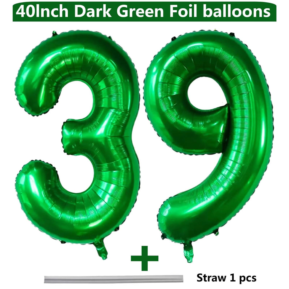 LVMOQIQIU dark green number 39 foil balloon for milestone displays and photos.