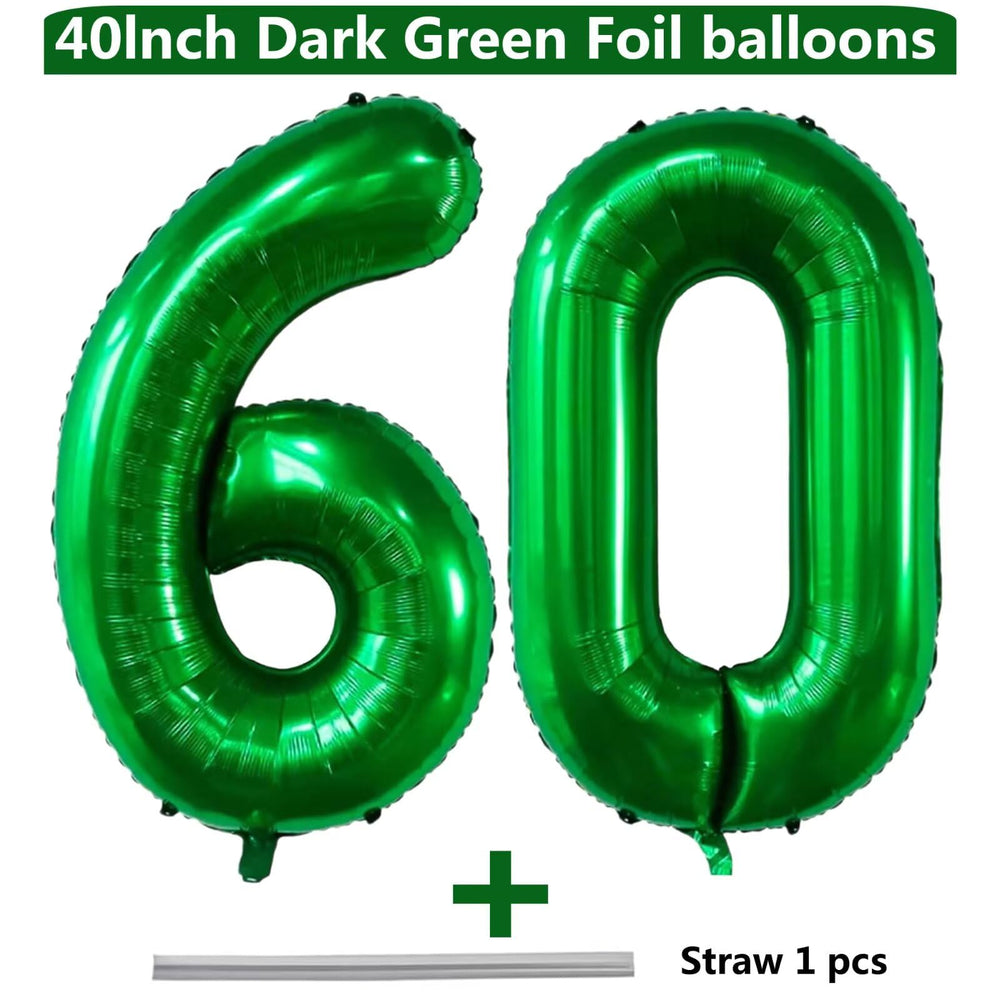 LVMOQIQIU dark green number 60 balloon enhances milestone celebrations with bold numeral styling.