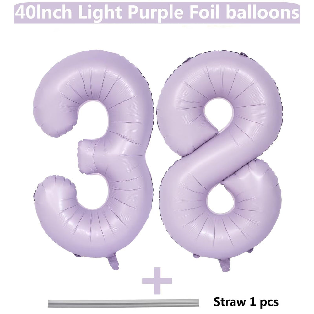 LVMOQIQIU matte purple number 38 balloon adds elegant party flair.