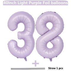 LVMOQIQIU matte purple number 38 balloon adds elegant party flair.