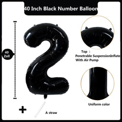 LVMOQIQIU 40-inch black foil numeral balloon 2 for weddings