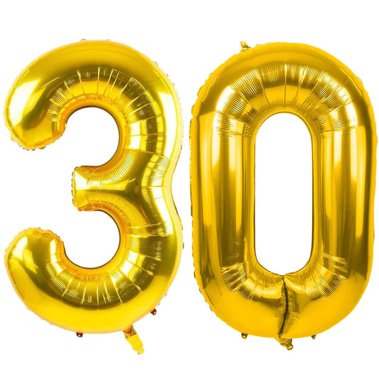 LVMOQIQIU gold-30-number-balloon 40-inch close-up shows premium foil glow for stylish milestone decor.