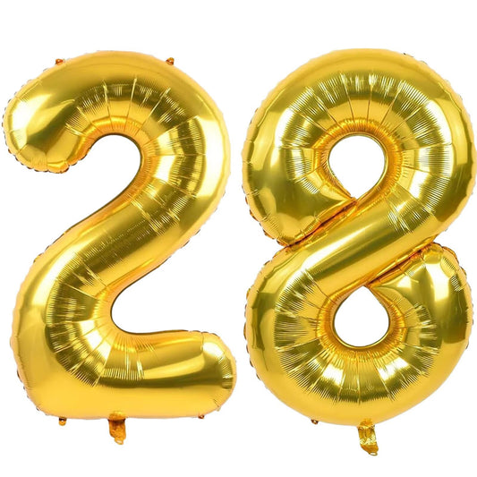 LVMOQIQIU gold number balloon 28 in foil for elegant celebrations.