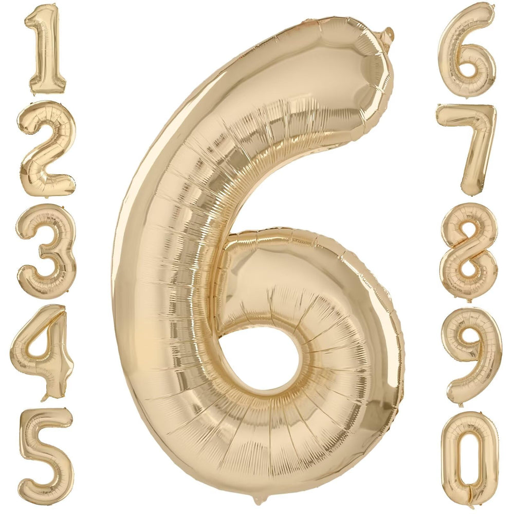 LVMOQIQIU light gold 40-inch number 6 balloon for photo moments and cake reveals