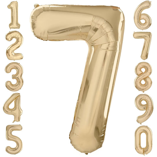 LVMOQIQIU light gold 7-number balloon 40in front view for elegant celebrations.