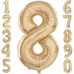 LVMOQIQIU light gold 8-number balloon uninflated, easy to store for celebrations.