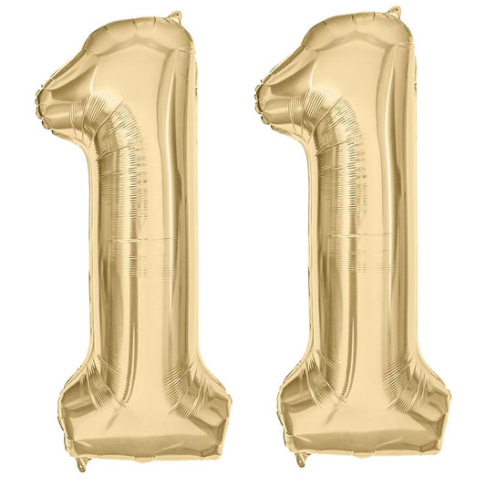 LVMOQIQIU light gold number balloon 11, ideal for elegant 11th birthday celebrations