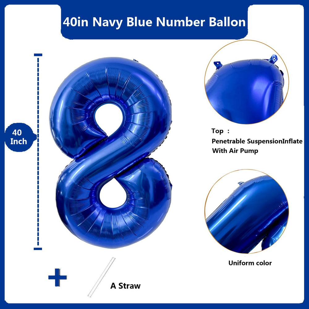 LVMOQIQIU navy blue 8-number foil balloon ideal for birthdays and anniversaries.