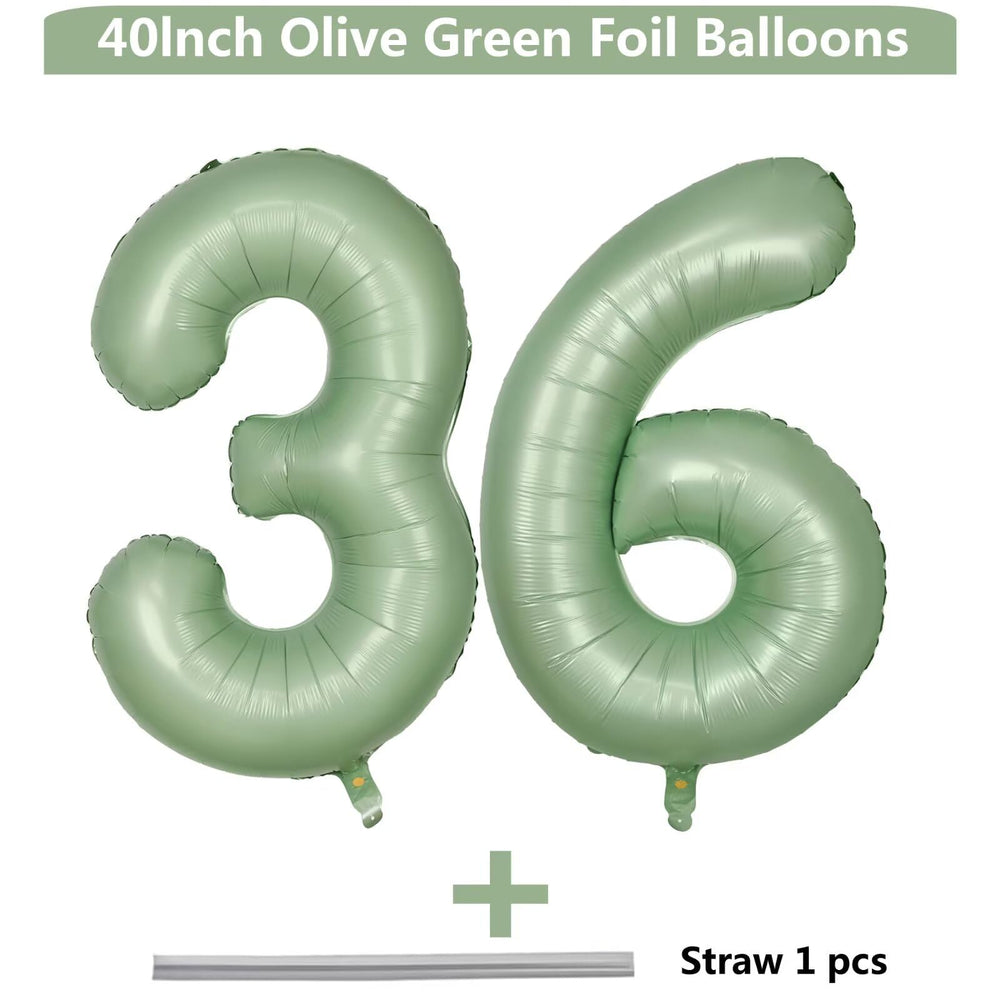 LVMOQIQIU olive-green number 36 balloon shows celebratory numerals for milestones