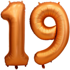 LVMOQIQIU orange foil 40-inch number 19 balloon for photo backdrops and festive celebrations.