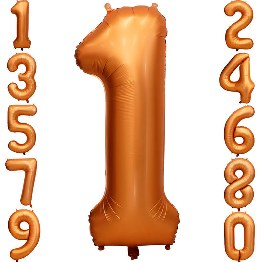 LVMOQIQIU orange foil number balloon 1, bold 40-inch birthday centerpiece.