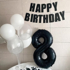 LVMOQIQIU party foil numeral balloon 2 black for milestones