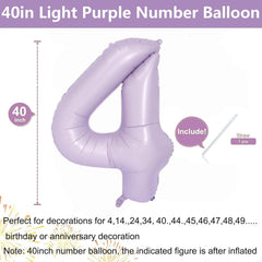 LVMOQIQIU purple 4-number balloon side view ideal for photo setups.