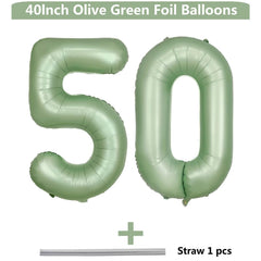 LVMOQIQIU sage green foil 50 number balloon enhances festive décor and photos