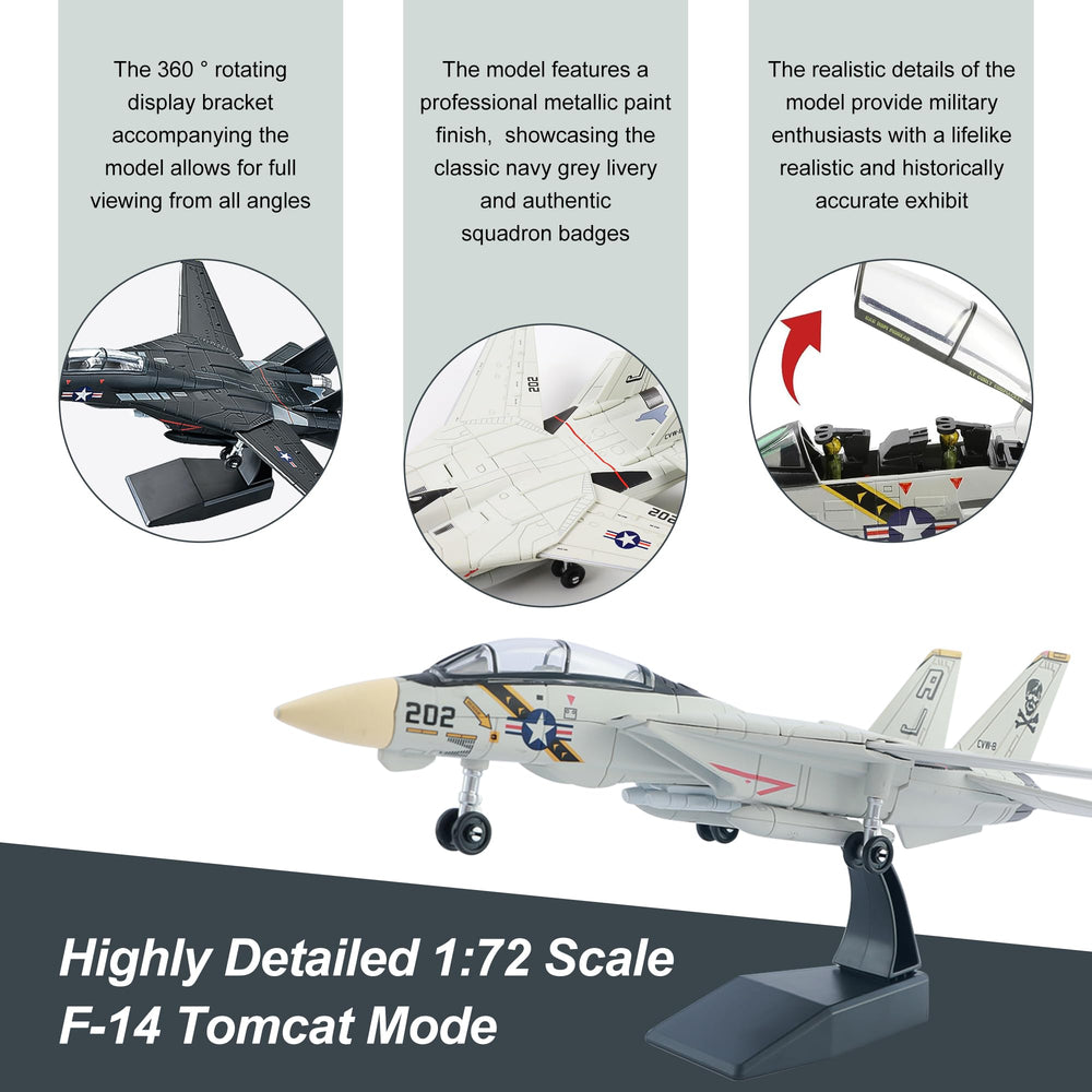 Lwjhzywl F-14 Tomcat model on a rotating stand showing full angles