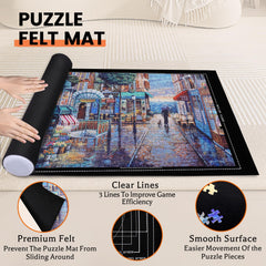 Lwoeo Jigsaw Puzzle Mat Roll Up inflated tube enables secure storage when paused.