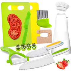 LWWTBS kids knife set real cooking wooden tools enhances pretend play with safe materials.