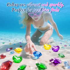 Lxzyu pool diving gems heart 40mm green eye-catching pool activity