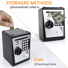 Lyght Mini ATM Savings Bank coin scroll demonstrates automatic coin intake.