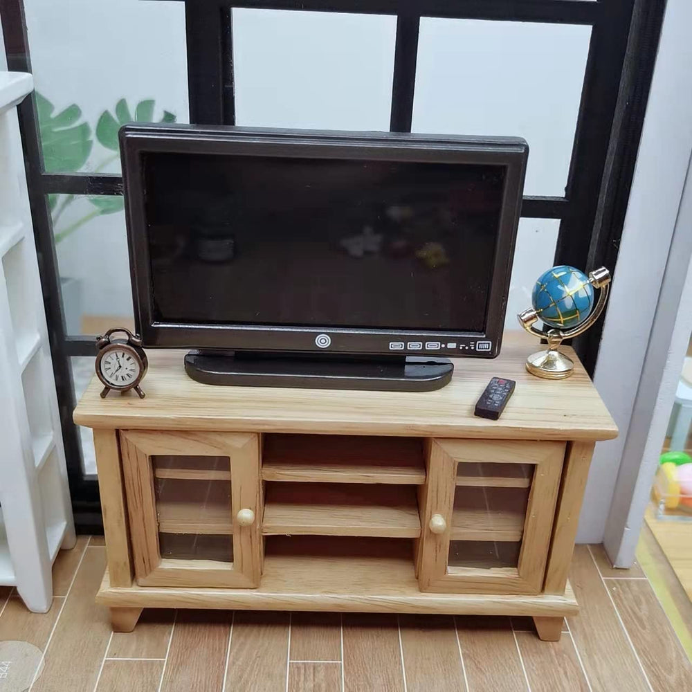 Lynkaye dollhouse fireplace miniature with wooden texture adds vintage warmth.