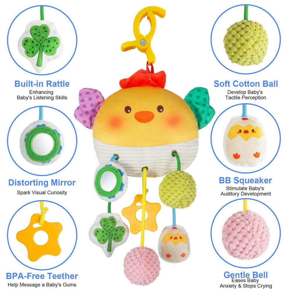 Lynncare built-in bell toy adds gentle sound for auditory exploration on the go
