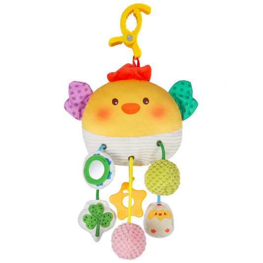 Lynncare car seat toy clip for easy attachment and engaging textures for early grasping