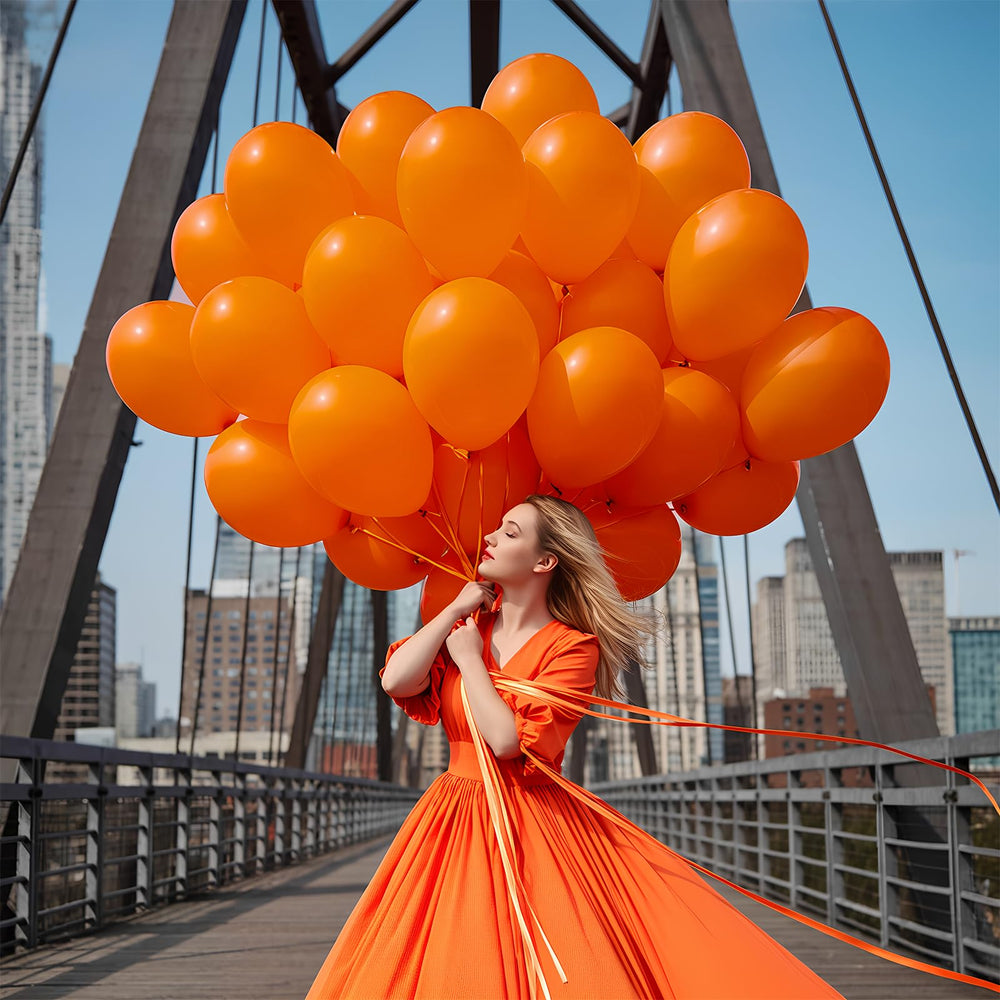 LYNSP orange balloons with glue dots for secure decorating