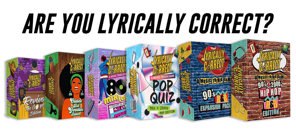Lyrically Correct game-night setup with players enjoying a lively round