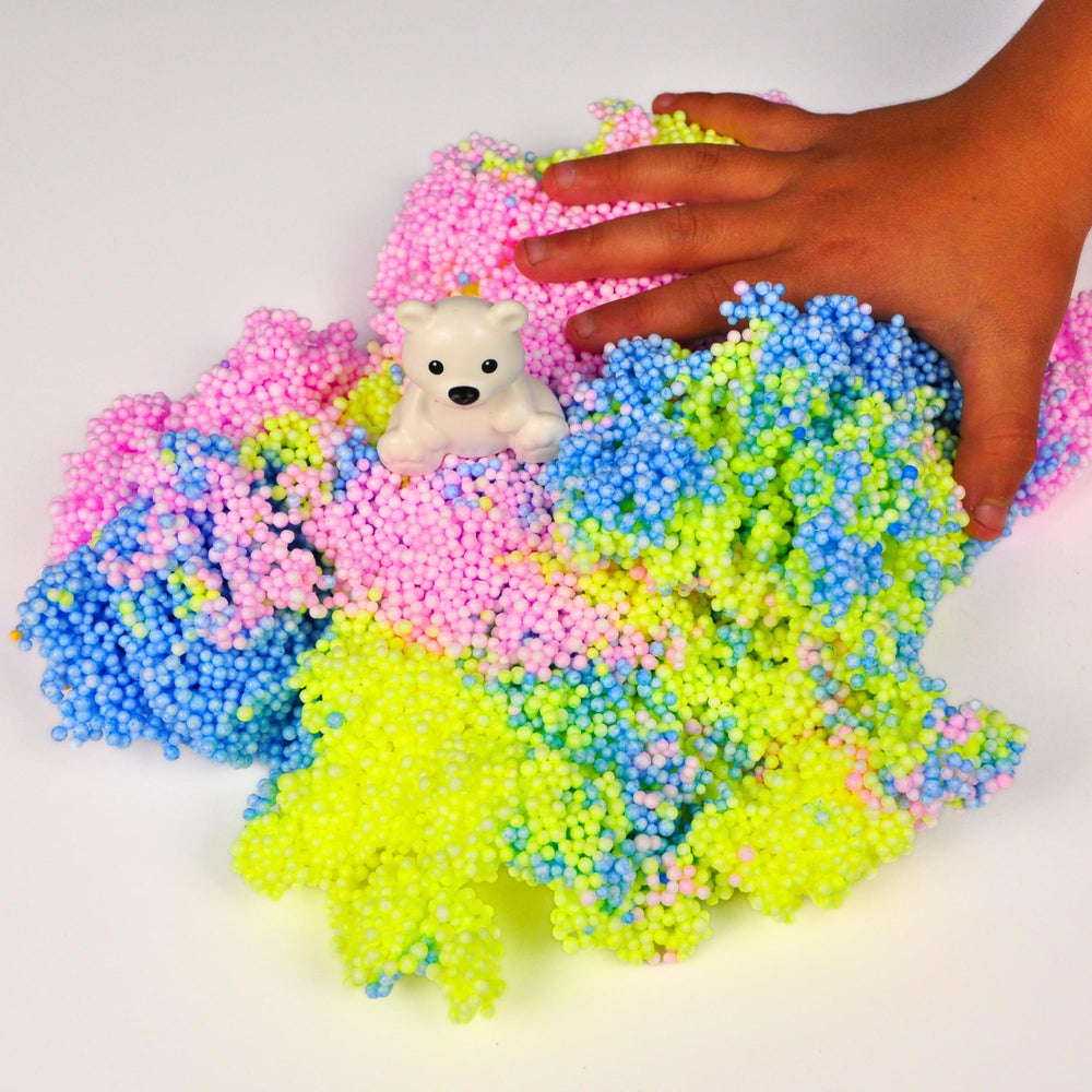 LYRK Silly Foam dry, moldable texture encourages shaping and pretend play with less mess