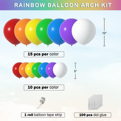 LYVEEF rainbow balloons arch kit assembled display demonstrates easy setup for celebrations.